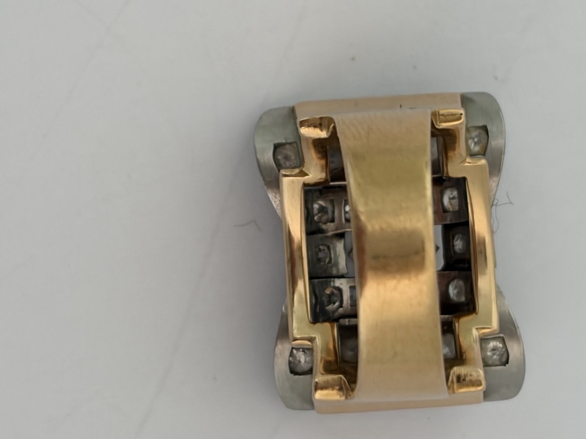 7872- Bague Tank Or Jaune Platine Diamants-photo-4