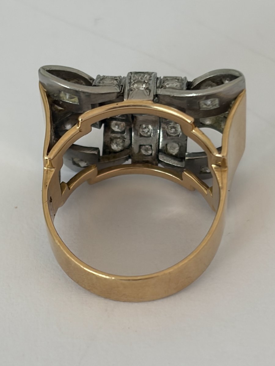 7872- Bague Tank Or Jaune Platine Diamants-photo-1