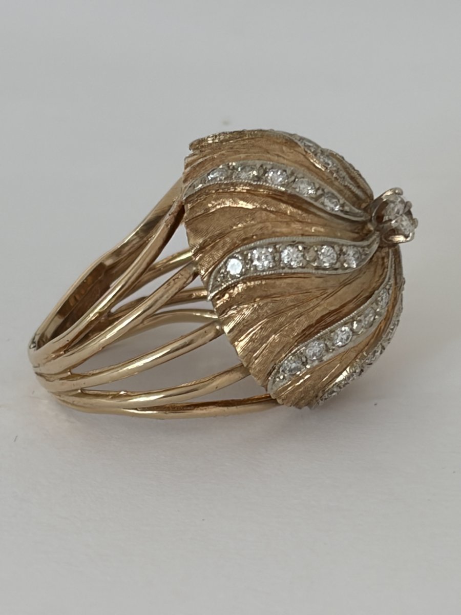 8040- Bague Vintage Or Jaune Diamants (1,50 ct)-photo-2