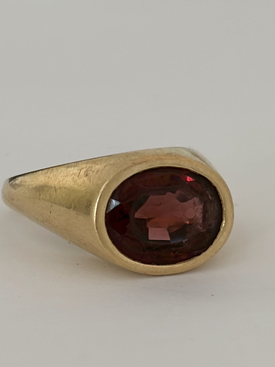 8127 - Certified Spinel Yellow Gold Bangle Ring-photo-1