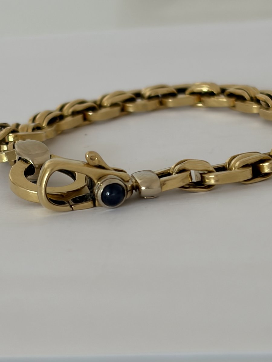 8156 – Flexible Yellow Gold Bracelet With Sapphires-photo-3