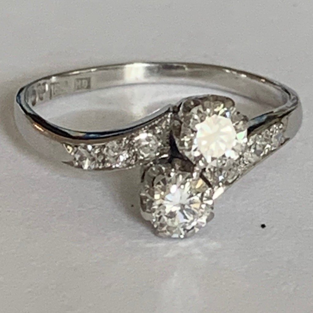 3149- Bague Vous & Moi Or Gris Diamants