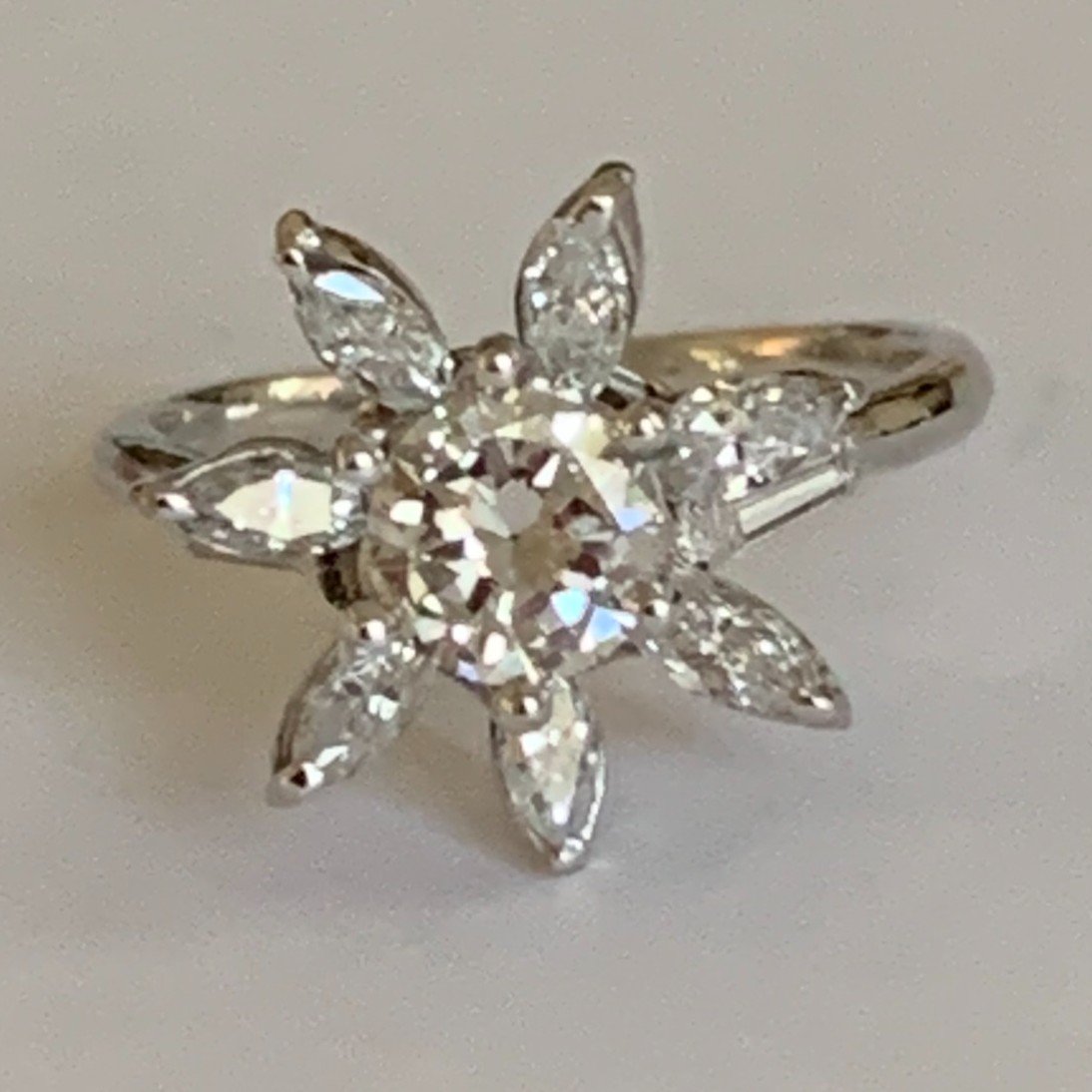 3406- Bague Or Gris Diamants