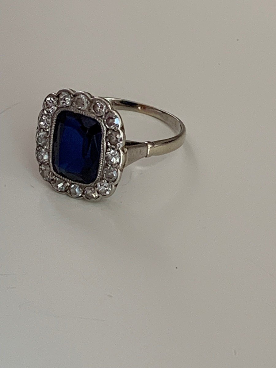 2795 – White Gold Ring Blue Stone Diamonds-photo-2