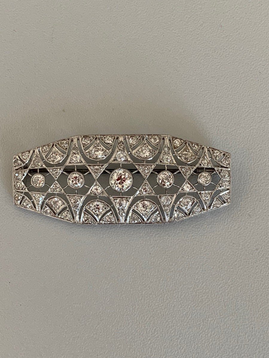3301 – 1925 Platinum Plate Diamond Brooch-photo-3
