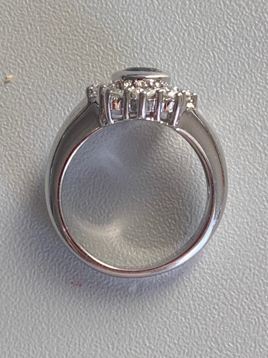 2780 – White Gold Sapphire Diamond Daisy Ring-photo-3