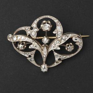 2161 – Broche Pendentif Argent Or Diamants Fin 19ème 