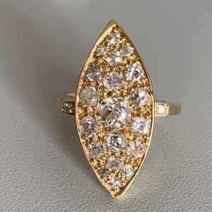3567 – Bague Marquise Or Jaune Diamants