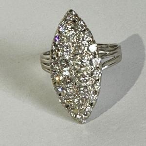 3539 – Bague Marquise Or Gris Diamants
