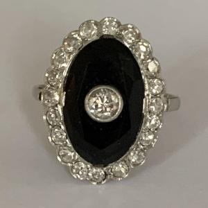 3614 – Platinum Onyx Diamond Ring