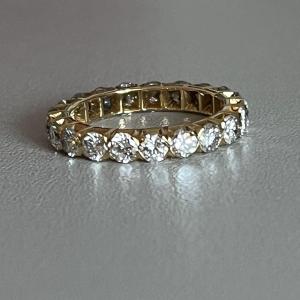 3818 – American Wedding Band Yellow Gold Diamonds 2.50 Ct