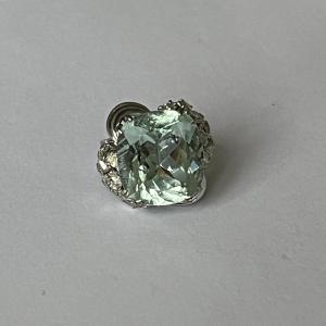 3833– Bague Or Gris Aigue-marine Diamants