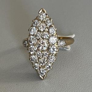 2961– Bague Marquise Or Jaune Diamants