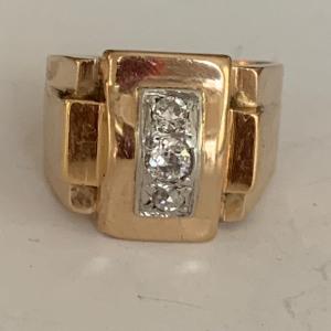 3114– Tank Ring Yellow Gold Diamonds
