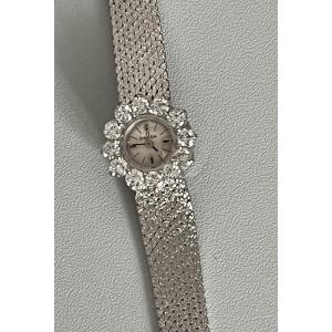 4158– Montre Dame Ancienne Omega Or Gris Diamants