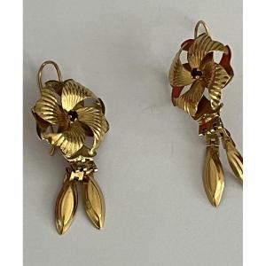 4179– Boucles d'Oreilles Pendantes Or Jaune