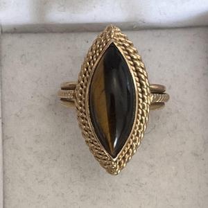 4201– Tiger Eye Yellow Gold Marquise Ring
