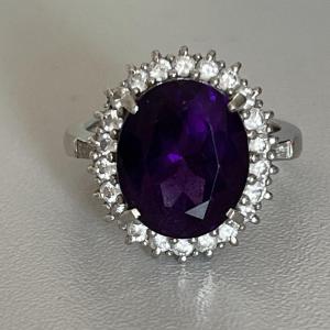 3964 – Platinum Amethyst Diamond Ring