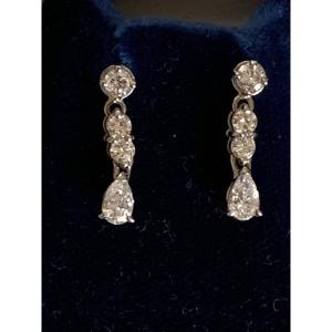 2676– White Gold Diamond Drop Earrings