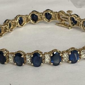 4542- Bracelet Souple Or Jaune Saphirs Diamants