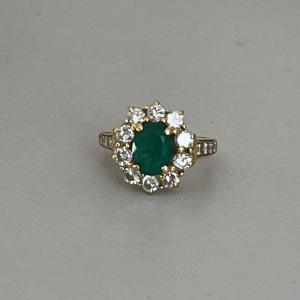 4544- Emerald Diamonds Yellow Gold Ring