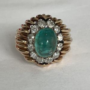 4549- Emerald Diamonds Yellow Gold Ring