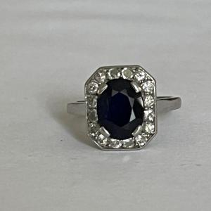 4490- Platinum Sapphire Diamond Ring