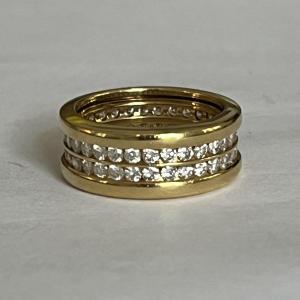 4509- Large Yellow Gold Diamond Bangle Ring
