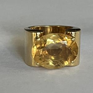4609- 12.00 Ct Citrine Yellow Gold Ring
