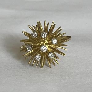 4477- “thistle” Ring Yellow Gold Diamonds