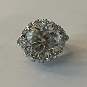 4716- White Gold Blue Stone Diamond Ring