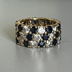 4208- Ring Ring Yellow Gold Diamonds Sapphires