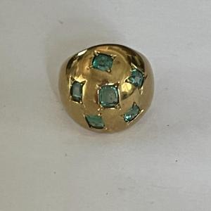 4434- Yellow Gold Emerald Ball Ring