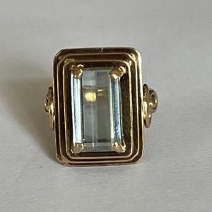 4779- 5 Ct Yellow Gold Aquamarine Ring