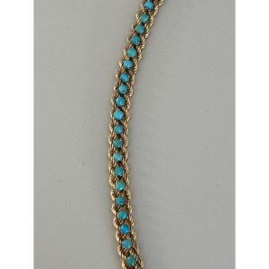 4785- Bracelet Or Jaune Turquoises
