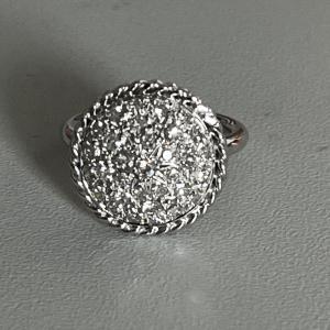 4788- Bague Or Gris Diamants