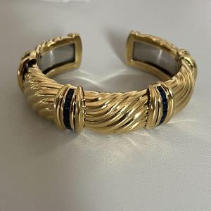 4833- Oj Perrin Rigid Bracelet Yellow Gold Sapphires