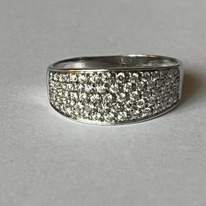 4924- Large Bague Or Gris Diamants 1,30 Ct