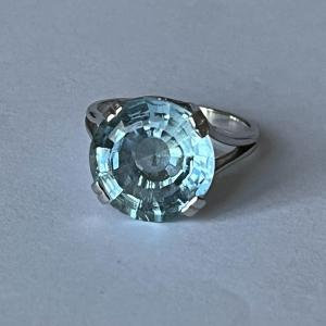 4931- Aquamarine Gray Gold Ring