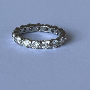 4978- Bague Alliance Américaine Or Gris Diamants