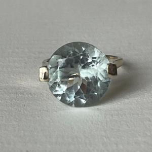 5151- Yellow Gold Aquamarine Solitaire Ring 7.00 Ct