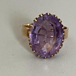 4817- Antique Rose Gold Amethyst Ring 9.00 Ct