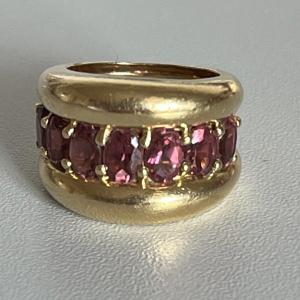 4939- Large Yellow Gold Tourmaline Ring