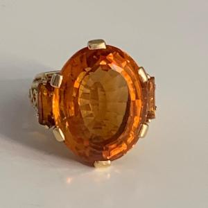 3437- Bague Or Jaune Citrines