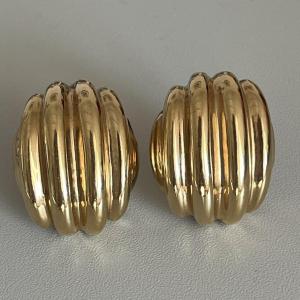 5340- Yellow Gold Godronné Earrings