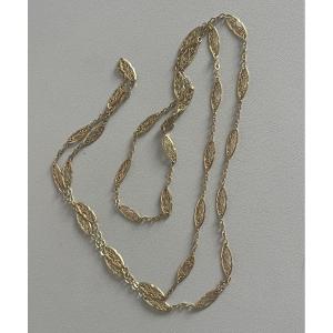 5197- Filigree Yellow Gold Long Necklace 101 Cm