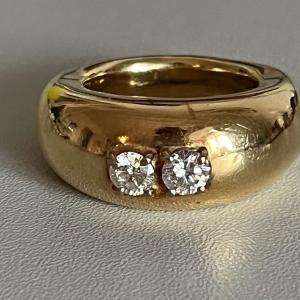 5200- Bague Jonc Or Jaune Diamants