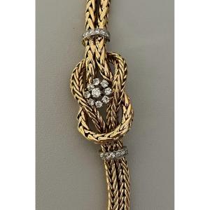 5349- Bracelet Or Jaune Tressé Diamants
