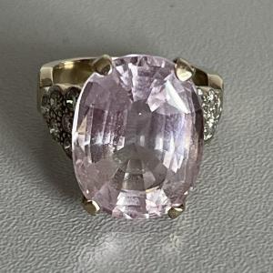 5439- Bague Or Gris Kunzite Diamants