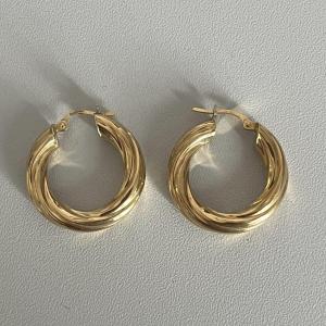 4704- Twisted Yellow Gold Earrings